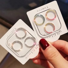 For iPhone 16 15 14 13 Pro Max Glitter Diamond Clear Camera Lens Glass Protector