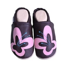 Liya's Leather Slippers Crib Shoes Slippers - 584 Large Butterfly in B...