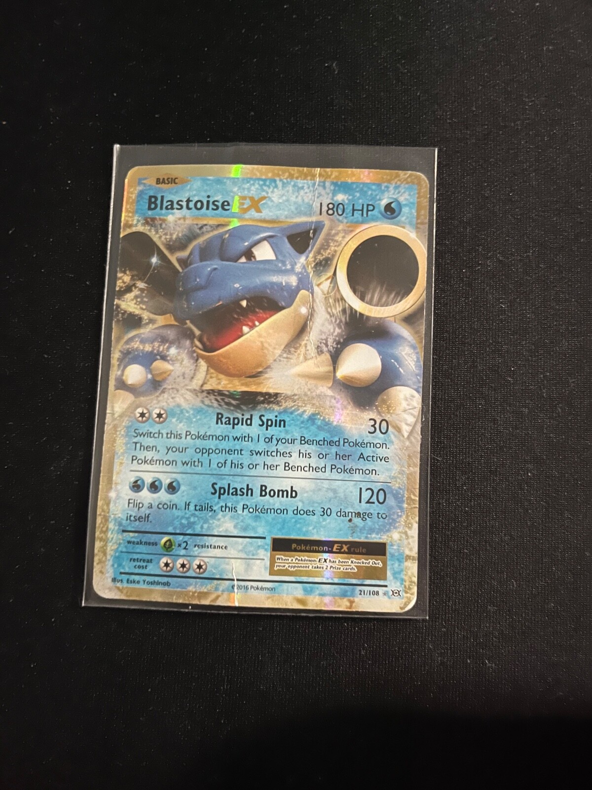 BLASTOISE EX 21/108 Evolutions Pokemon card - Ultra Rare VG