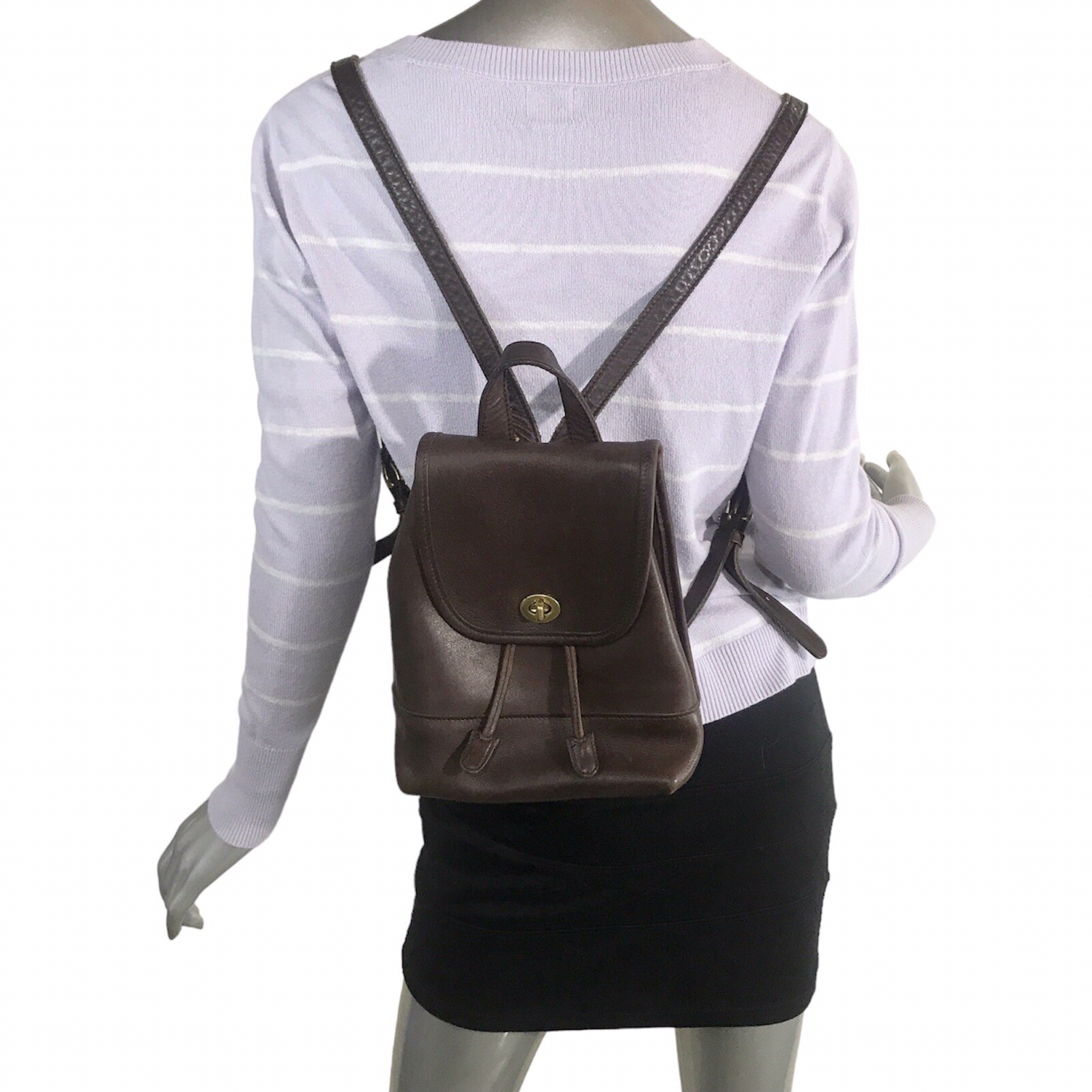 Vintage Coach Daypack Brown Leather Backpack 9960 Tur… Gem