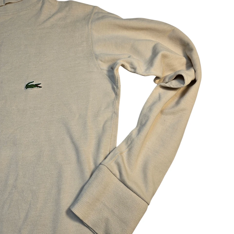 Camisa De Colección Chemise Lacoste Cuello Tortuga Manga Larga Crema Con Logo 100% Algodón Foto 2 de 4