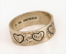 VINTAGE BEAUTIFUL STERLING SILVER SIGNED WHEELER SOUTHWESTERN HEART BAND RING