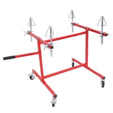 Red Mobile Wheel Panel Paint Stand Wheel Rim Painting Stand Auto Body Part Rack