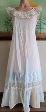 Vtg Trillium Lingerie Nightgown Floral Pleated Sheer Nylon Mermaid Hem 50s S-L