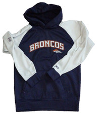 Reebok Denver Broncos Hoodie Sweatshirt Youth Large Blue White Graphic Pullover