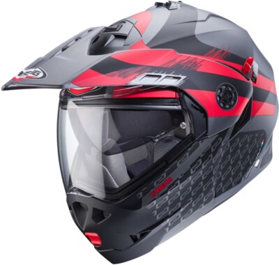 Caberg Motorcycle Folding Helmet Tourmax X Sarabe Matte-Gun Metallic/Black-Red