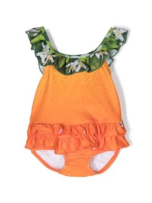 Molo Baby Girl Orange Green 'Nika' Paradise Print One-Piece Swimwear NWT sz 3-6m