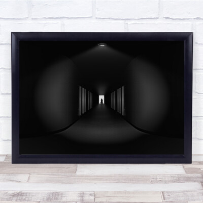 Tunnel Flur Lampe Türen Türöffnung Figur Grafik Wandbild Druck