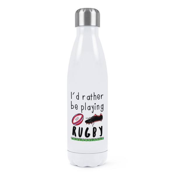 I'd Eher Sein Playing Rugby Doppelwand Wasserflasche Lustig Liga Union-image