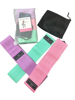3piece set of Hip booty bands non-slip exercise gym bands with carry bag