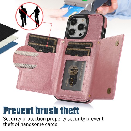 For iPhone 15 Pro Max 14 12 11 XR 8 Diamond Leather Wallet Lanyard Cover Case - Picture 52 of 72