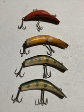 Lot Of 4 Vintage Fishing Lures ~ 3 are Kautzky Lazy Ike 