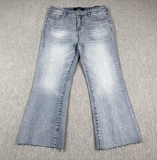 Liverpool Hannah Hi-Rise Crop Flare Jeans Womens 6/28 Light Wash Raw Hem Denim