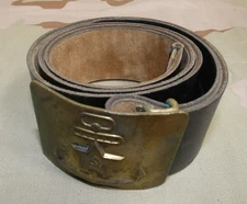 Original 1980s USSR Soviet Navy Enlisted Man's Leather Belt w/brass buckle