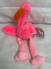 Brand New 1995 TY Beanie Babies Pinky the Flamingo Stuffed Animal Plush Bean Bag