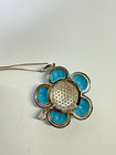 ROSS SIMONS Italian Turquoise CZ Flower Necklace 925 Sterling Silver 18" EUC! — photo 3