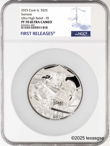 2025 Cook Islands $25 5oz Silver Samurai NGC PF70 First Release