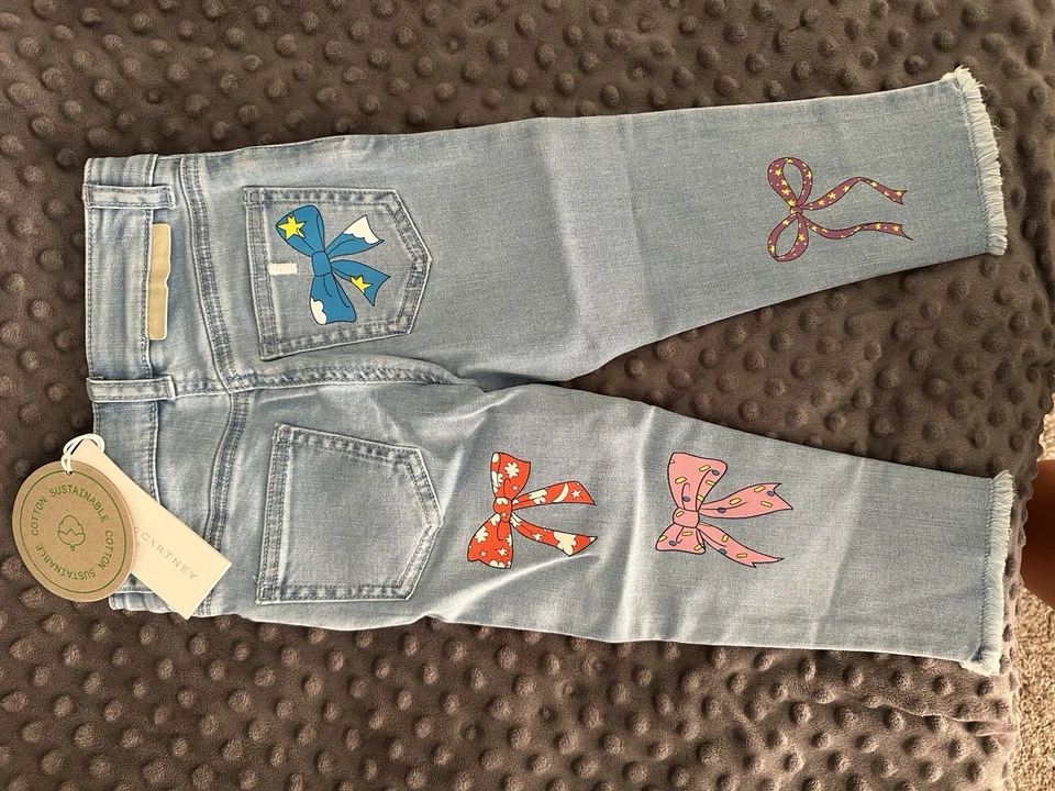 Pantalones de mezclilla con lazos para niños Stella McCartney talla 3 años nuevos con etiquetas Foto 3 de 3