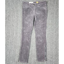 Pilcro and the Letterpress Corduroy Pants Womens 28 Gray Slim Ankle Zip Mid Rise