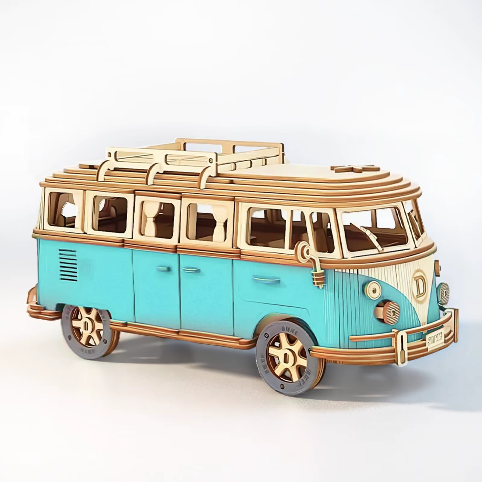 Puzzle en bois 3D rétro bus camping-car un cadeau d'anniversaire éducatif et original