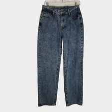 Shein Jeans Women's 28 High Rise Wide Leg Y2K Style Baggy Blue Denim 5 Pocket