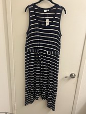 Gap Stripe Navy White Dress with Tie Size L NWT!!