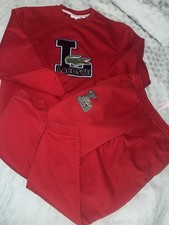 Red Lacoste crewneck sweatshirt with green crocodile logo, size XL