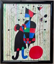 ⁠Original Ölgemälde im Stil von Joan Miró, Surrealismus signiert gerahmt 50x60cm