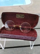 Antique Gold Filled Pince-Nez Glasses Tortoise Shell Celluloid Rim Watertown NY