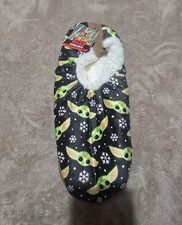 Star Wars Mandalorian Grogu Women s Slip-On Slippers US 10 Black Fleece Lined