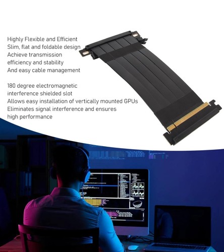 Graphics Card Extension Cable, PCIE 4.0 X16 Riser Cable 180 Degree Flexible - 第 7/9 張圖片