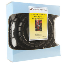 Safeplast Pre-Cut Spiral Wrap Hose  Cable Protector, 1.5" OD x 12', Black