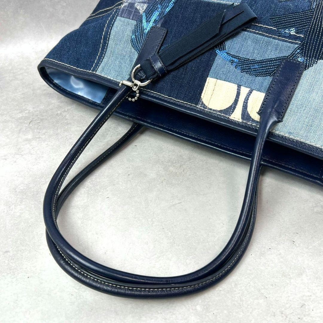b1M-7] Vintage Coach Poppy Denim Patchwork Tote [acr] - Gem