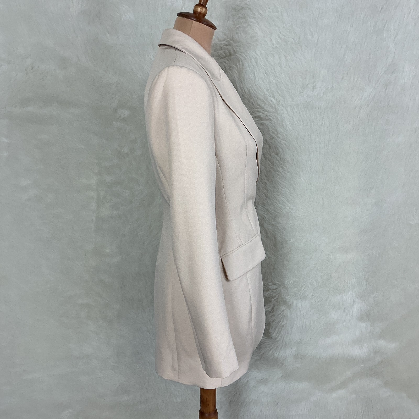 River Island Cream Single Button Wrap Over Asymmetrical Front Blazer NWT UK 6 US image 5