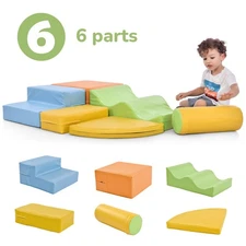 6-Piece Climb & Crawl Activity Play Set Indoor Toddlers Crawling Foam Blocks