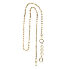Imitation Pearl Bead Purse Chain 51" for DIY Handbag Light Gold