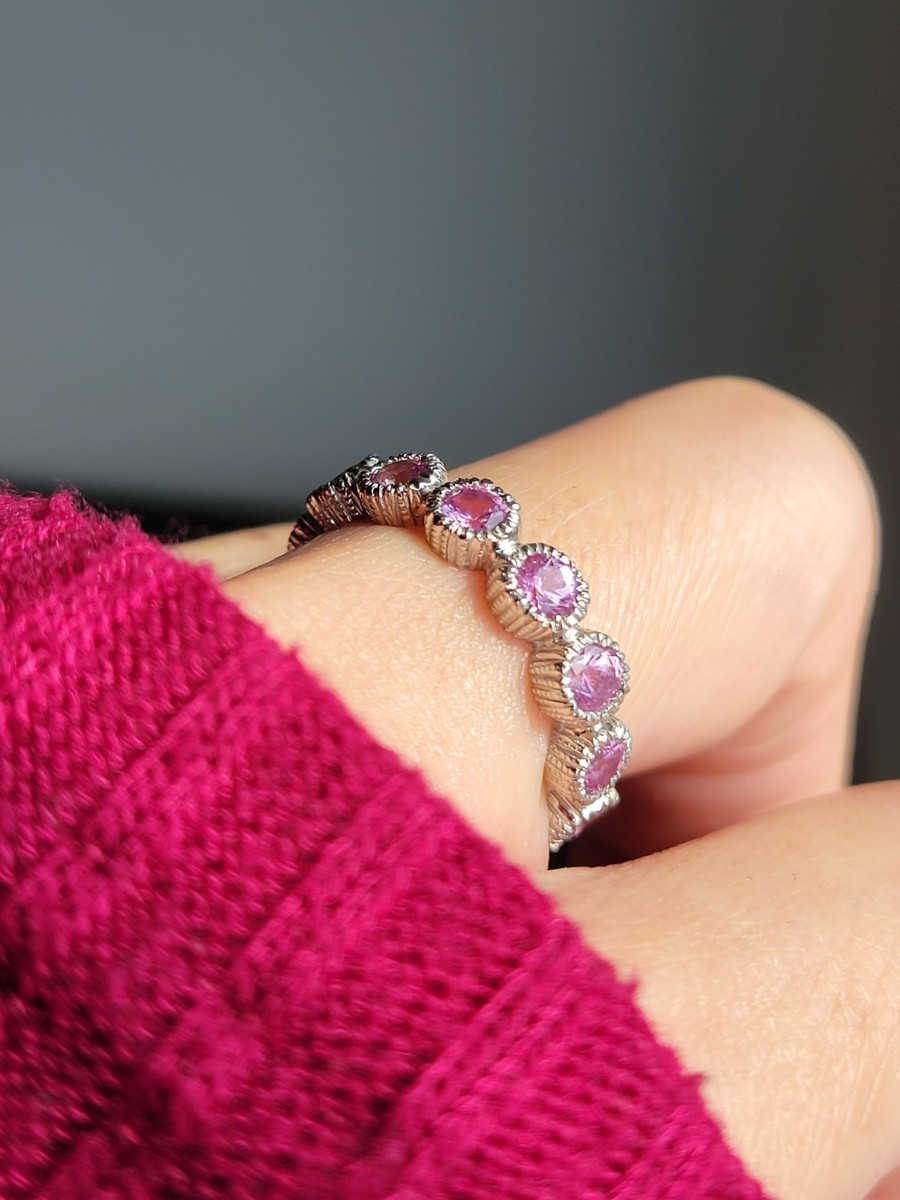 Cathy Waterman Platinum 1.52 ctw Pink Sapphire Eternity Band Ring