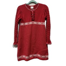 Hanna Andersson Sweater Dress Fair Isle Red White Nordic Cotton Girls sz 150 12