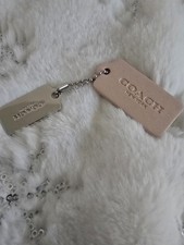 Coach Mini Silver Charm and Natural Tan Hang Tag Keyfob Purse Charms