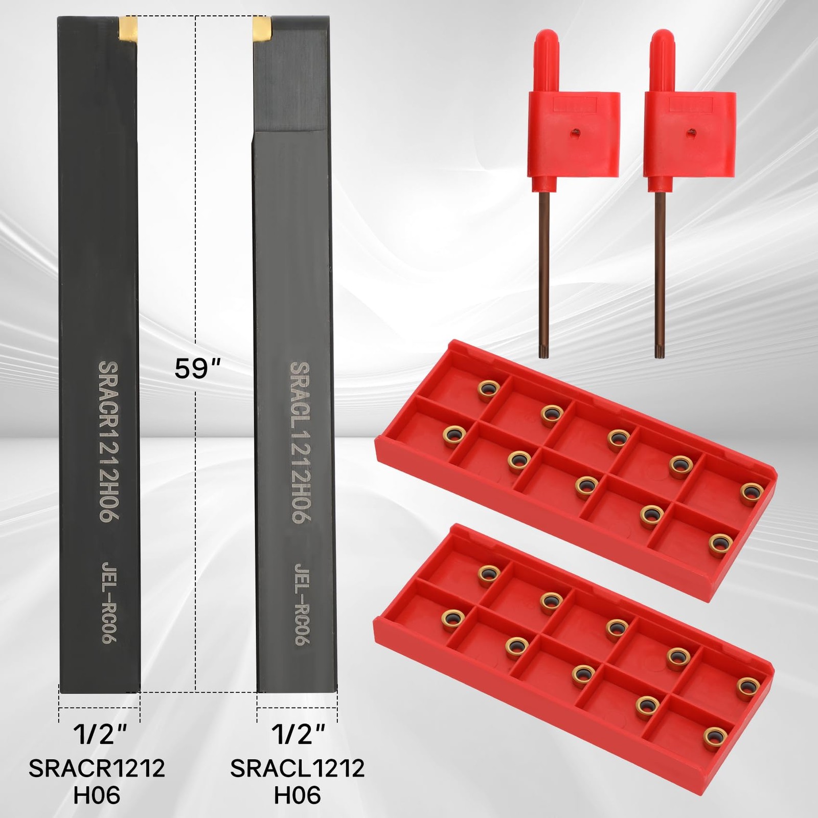 1/2" SRACL1212H06/SRACR1212H06 Indexable Lathe Turning Tool with 20Pcs RCMT06...