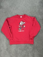Disney World Mickey Mouse Red Christmas Holiday Crewneck Sweatshirt Size Medium