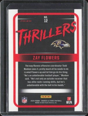 2025 Panini Rookies & Stars - Thrillers Zay Flowers #T-ZFS Silver