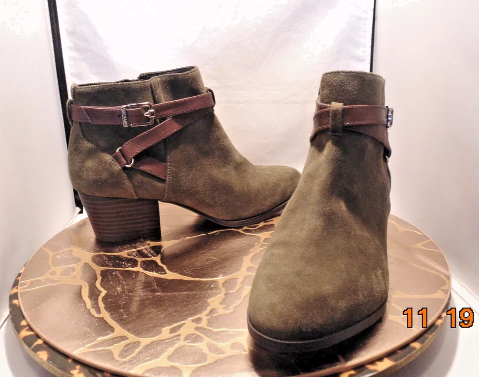Alex Marie Olive Green Suede Bootie with Brown Straps Size 9M - Image 3 of 4