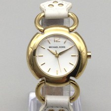 Michael Kors Womens Watch 29mm White Dial Gold Tone MK-2068 New Battery