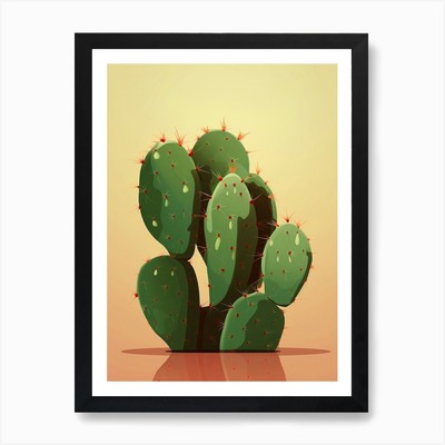 Prickly Pear Cactus Illustration 8  Framed Wall Art Poster Canvas Print Picture