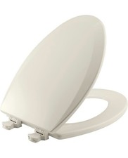 Bemis 1500EC 346 Elongated Enameled Wood Toilet Seat, Easy-Clean Hinges, Biscuit