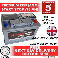 096 100 START STOP AGM 78AH Heavy Duty 12V Car Battery More power than AGM / EFB