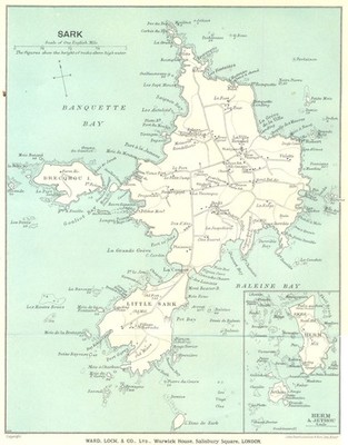 CHANNEL ISLANDS. Sark; Inset map of Herm & Jethou. WARD LOCK 1925 old