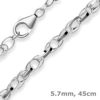 5,7Mm Doppelankerkette Kette Collier Halskette Aus 925 Silber Rhodiniert 45Cm