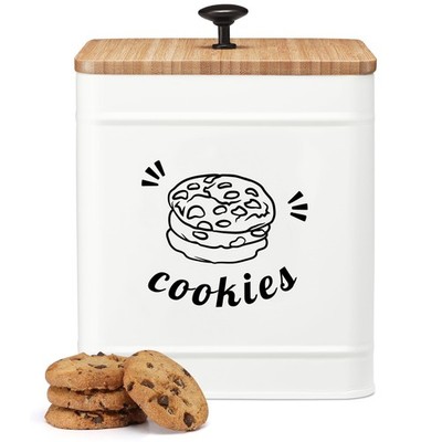 Cookie Jar with Lid Airtight, Cookie Tin with Bamboo Lid, Cute Cookie Jars for K